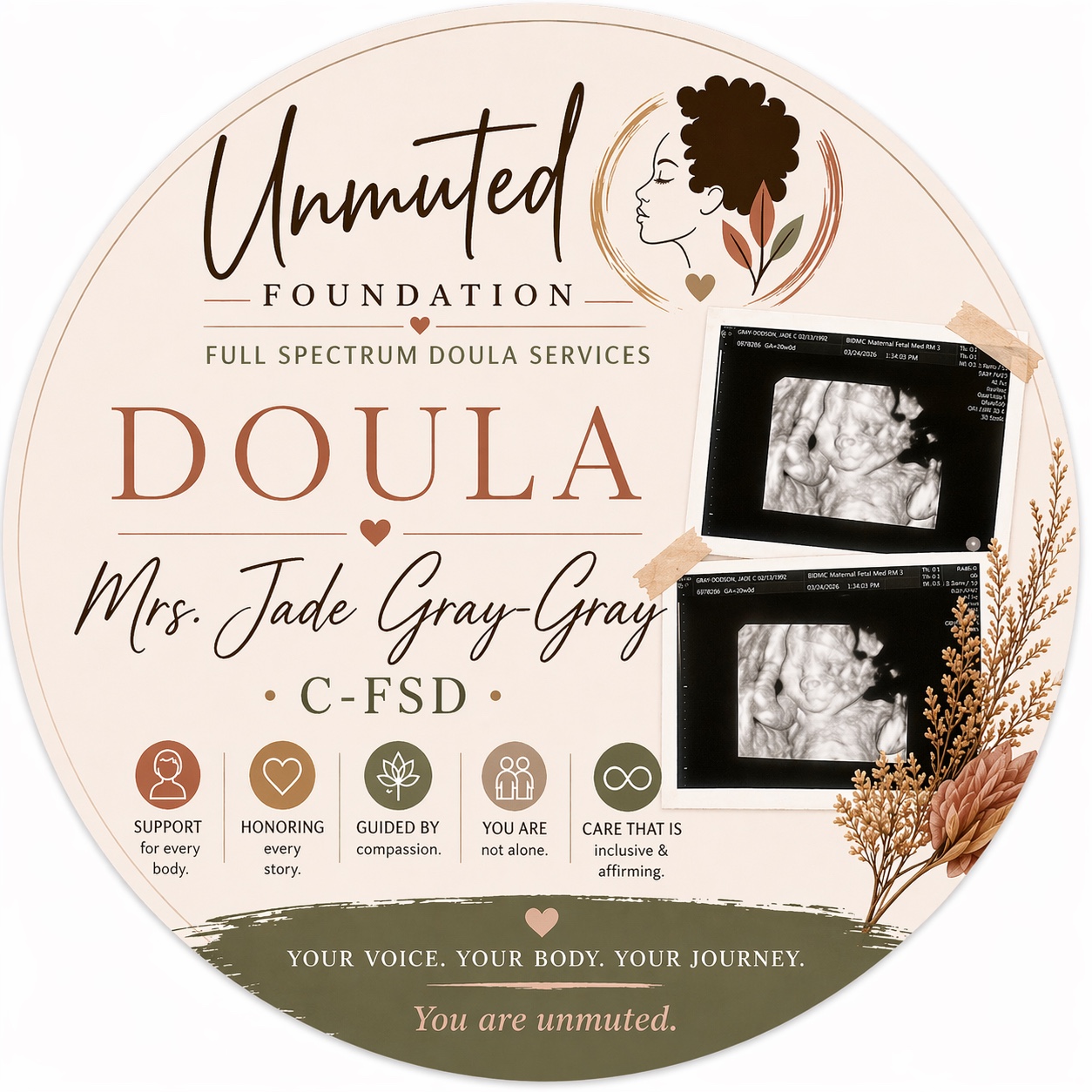 Unmuted Foundation Full Spectrum Doula Services branding